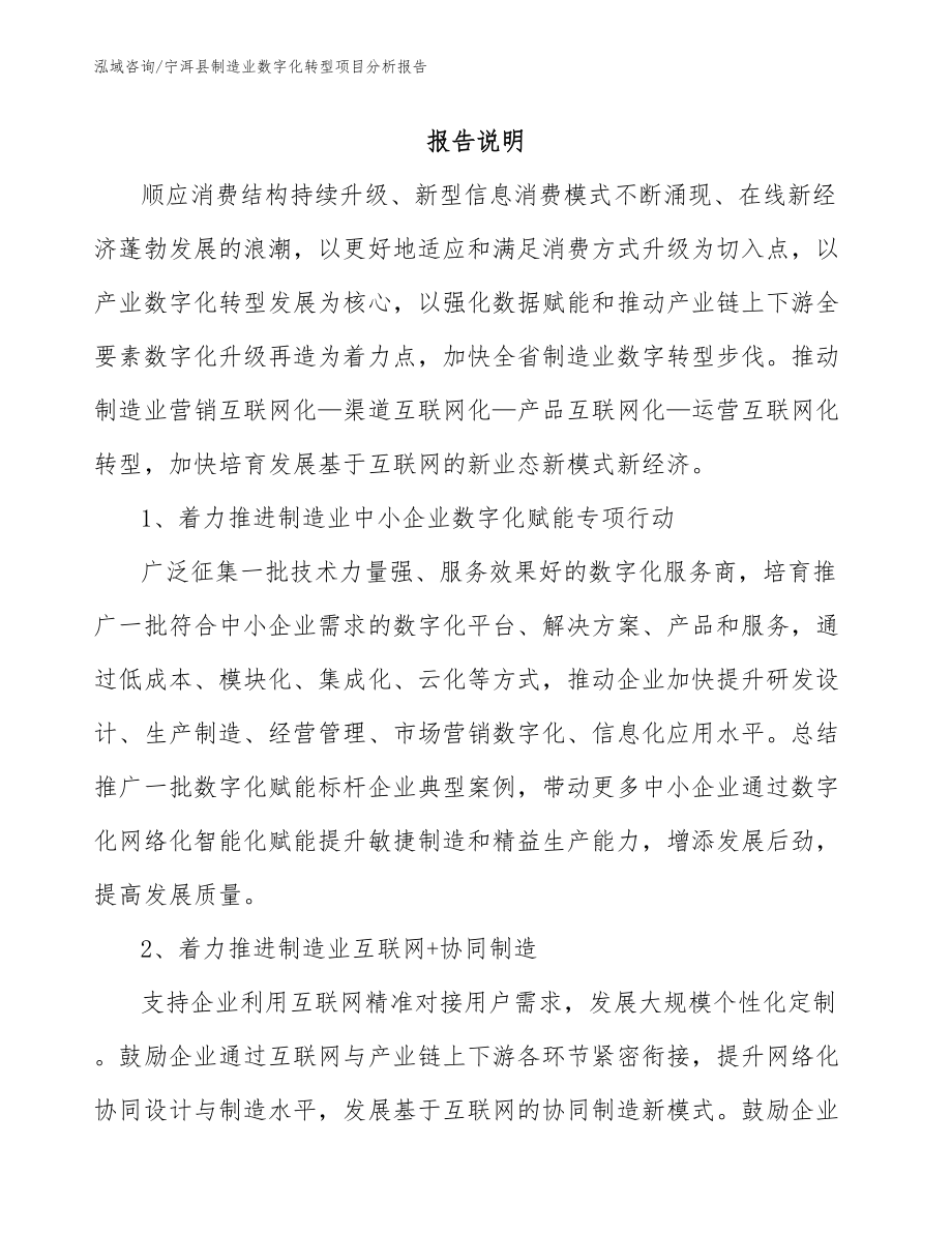 宁洱县制造业数字化转型项目分析报告_第1页
