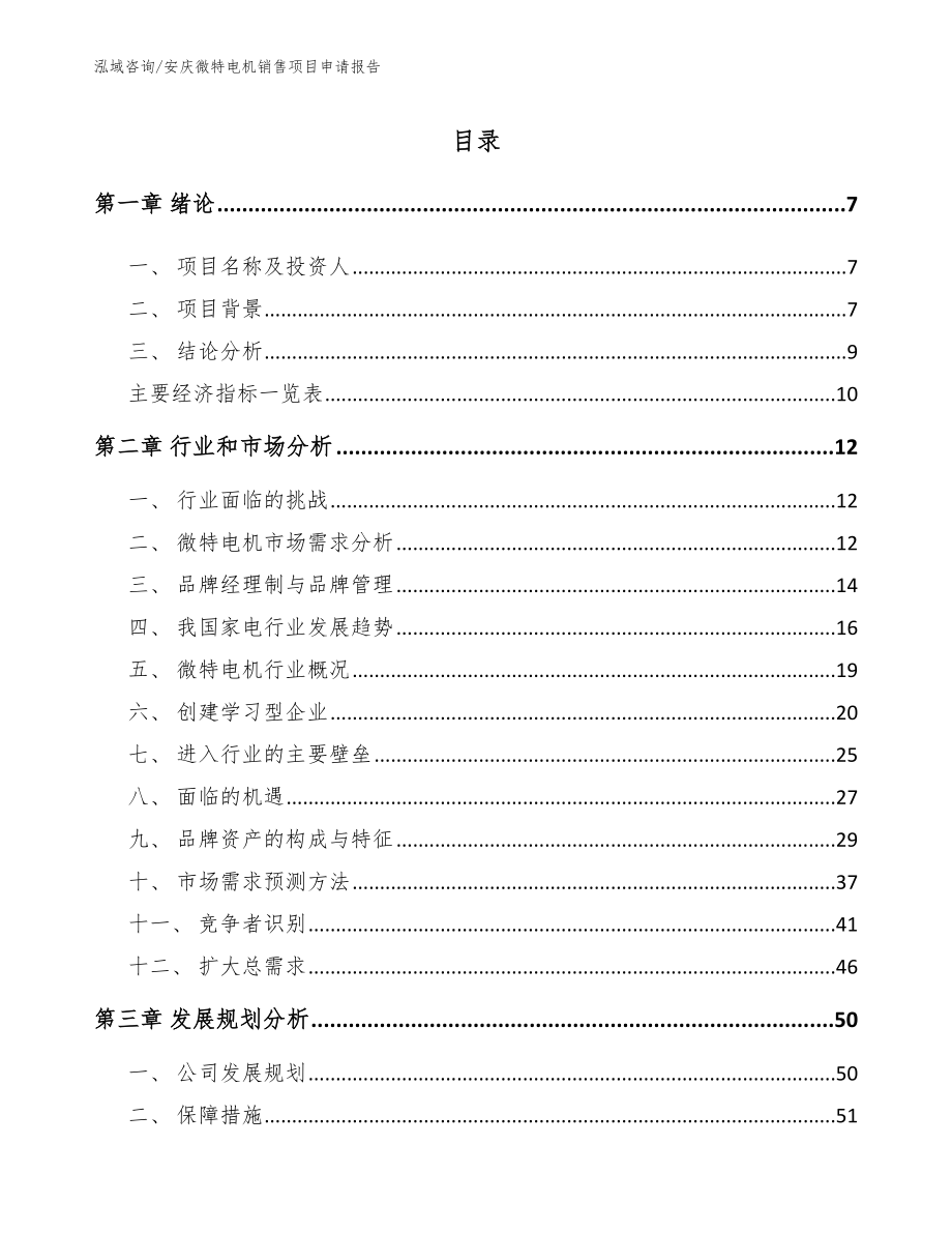 安庆微特电机销售项目申请报告参考范文_第1页