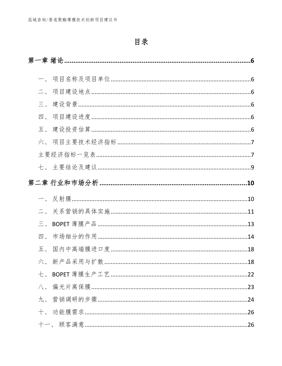 娄底聚酯薄膜技术创新项目建议书_模板范文_第1页