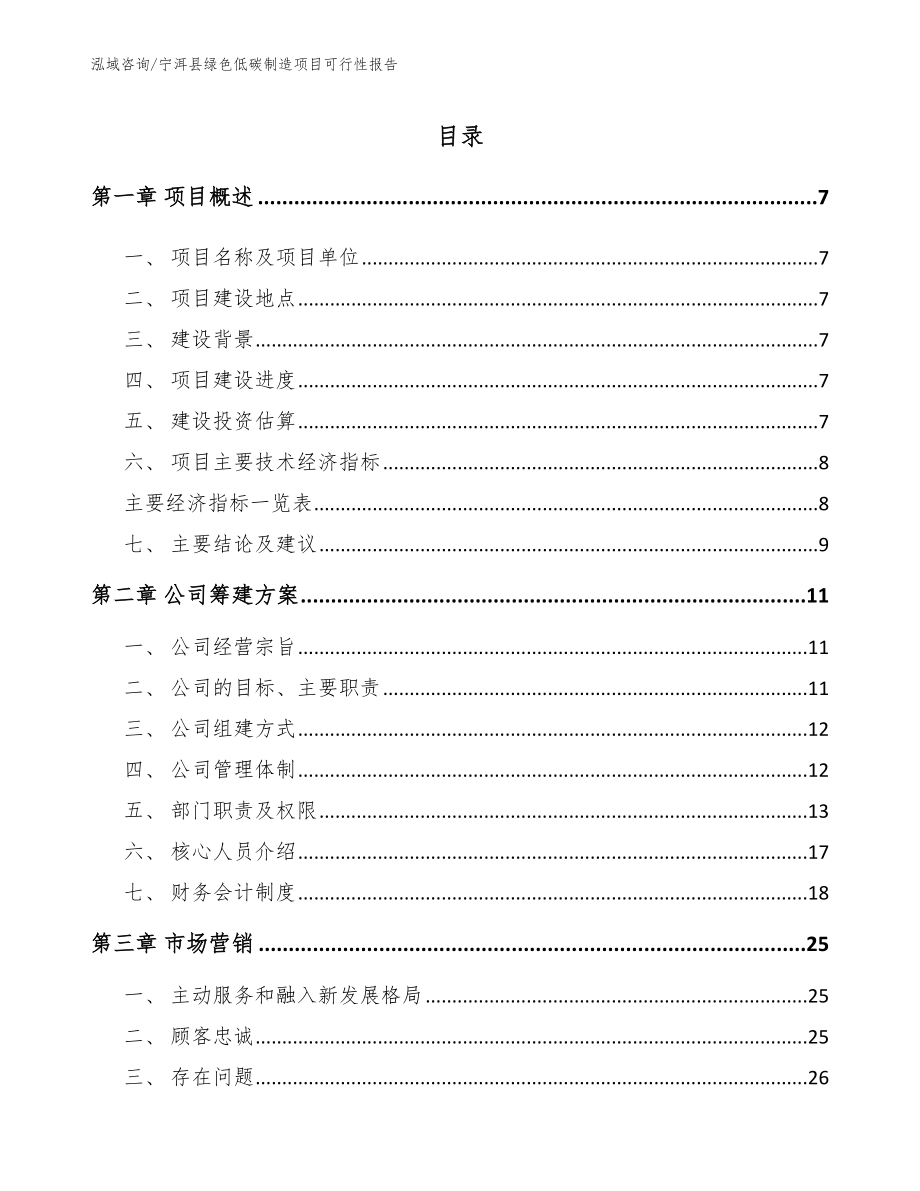 宁洱县绿色低碳制造项目可行性报告_模板_第1页