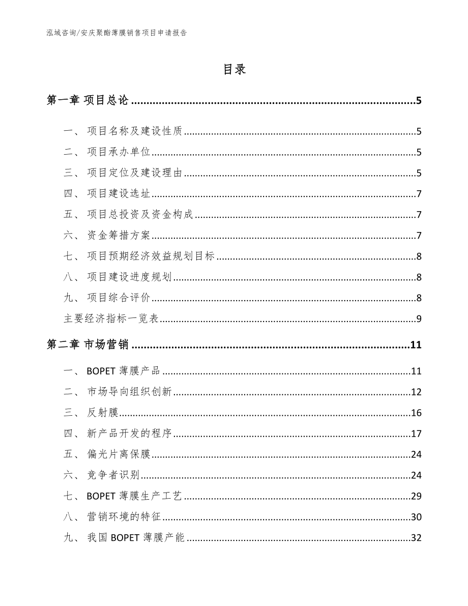 安庆聚酯薄膜销售项目申请报告模板范本_第1页