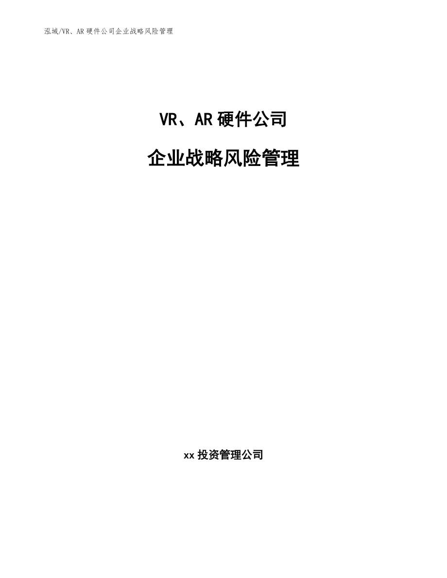 VR、AR硬件公司企业战略风险管理_第1页