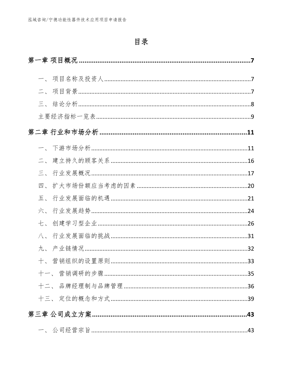 宁德功能性器件技术应用项目申请报告_参考范文_第1页