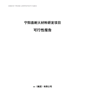 宁阳县耐火材料研发项目可行性报告【范文参考】