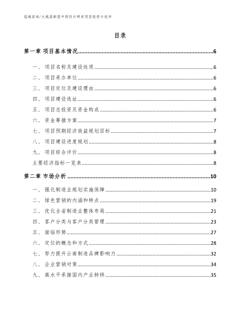 大姚县新型中药饮片研发项目投资计划书_第1页