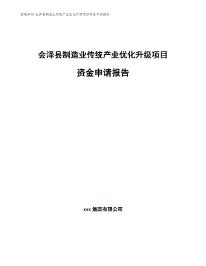 会泽县制造业传统产业优化升级项目资金申请报告模板