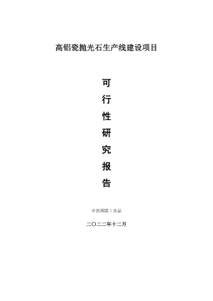 高铝瓷抛光石生产建设项目可行性研究报告