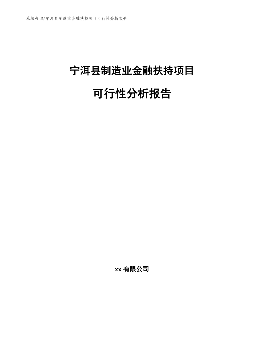 宁洱县制造业金融扶持项目可行性分析报告_第1页