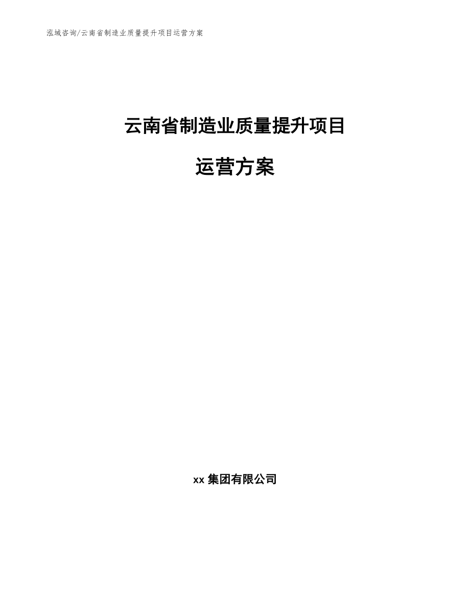 云南省制造业质量提升项目运营方案_第1页