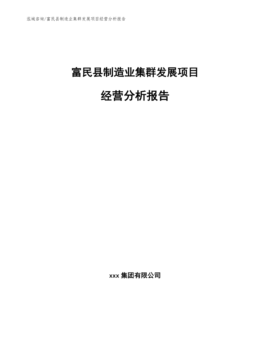 富民县制造业集群发展项目经营分析报告（模板范文）_第1页