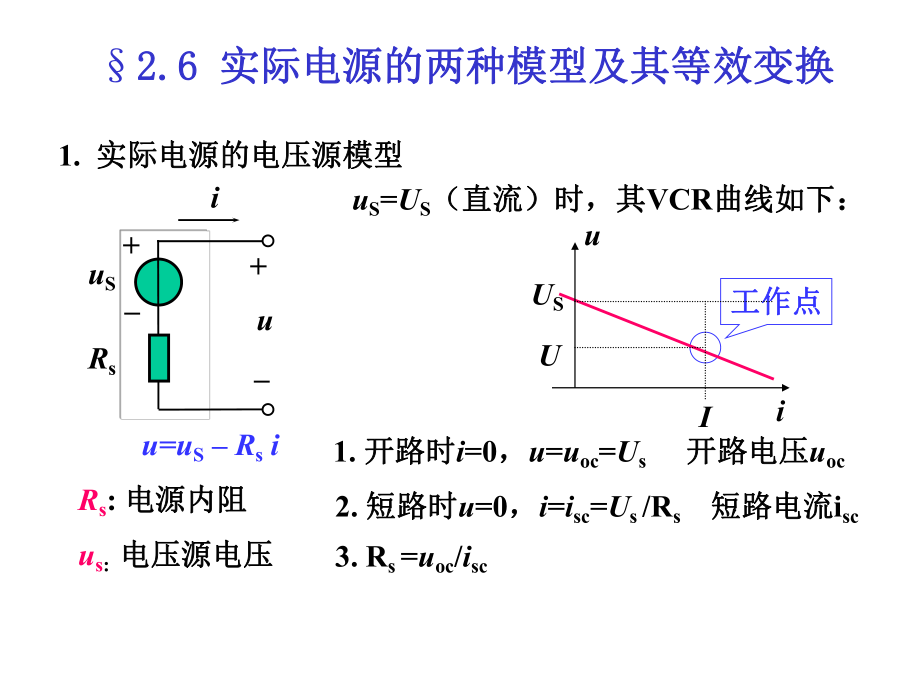 电路学课件：2-6 实际电源的两种模型及其等效变换_第1页