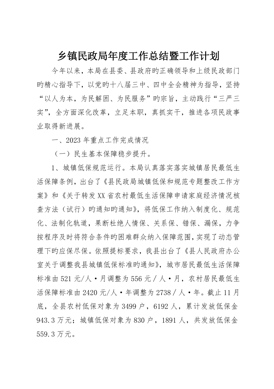 乡镇民政局年度工作总结暨工作计划_第1页