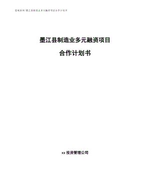墨江县制造业多元融资项目合作计划书_模板范本