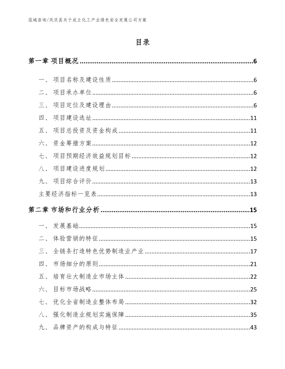 凤庆县关于成立化工产业绿色安全发展公司方案_模板范本_第1页