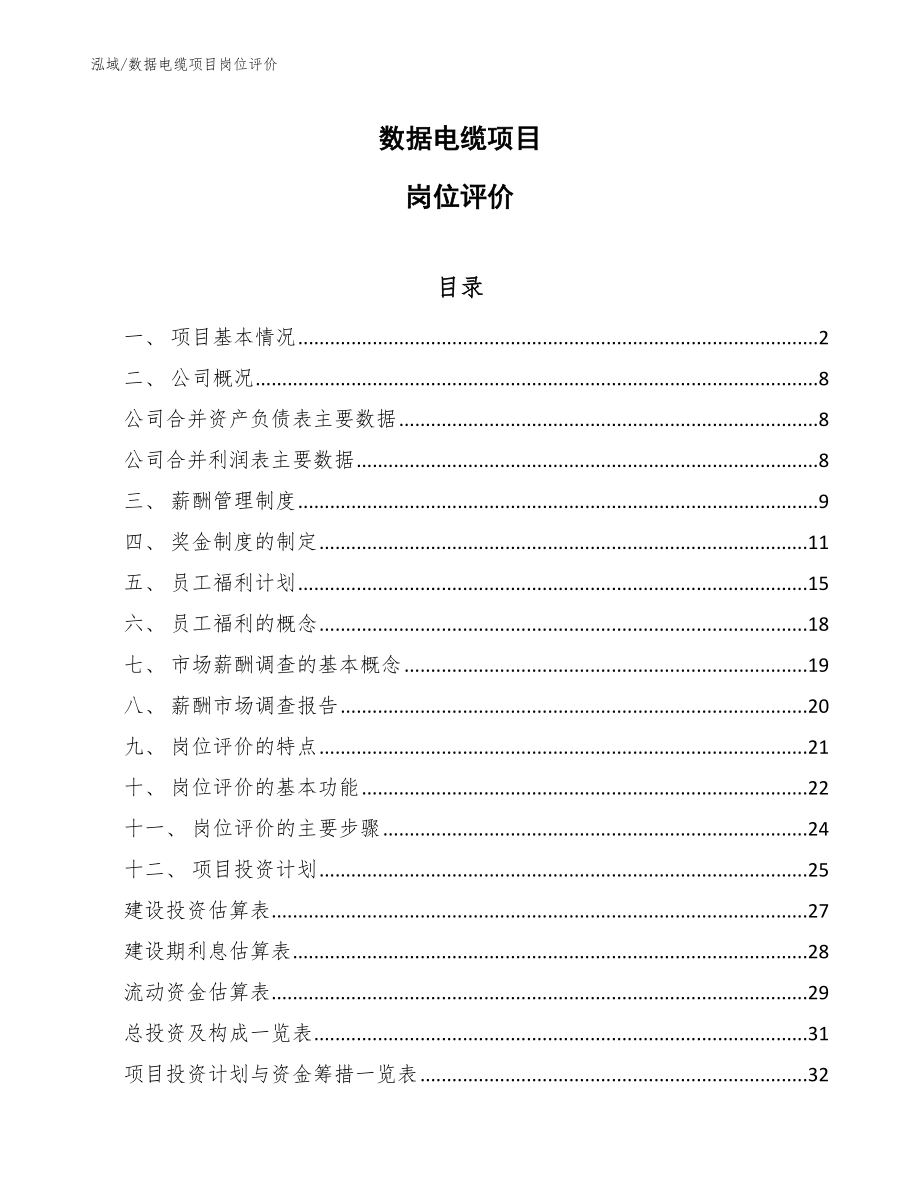 数据电缆项目岗位评价_第1页