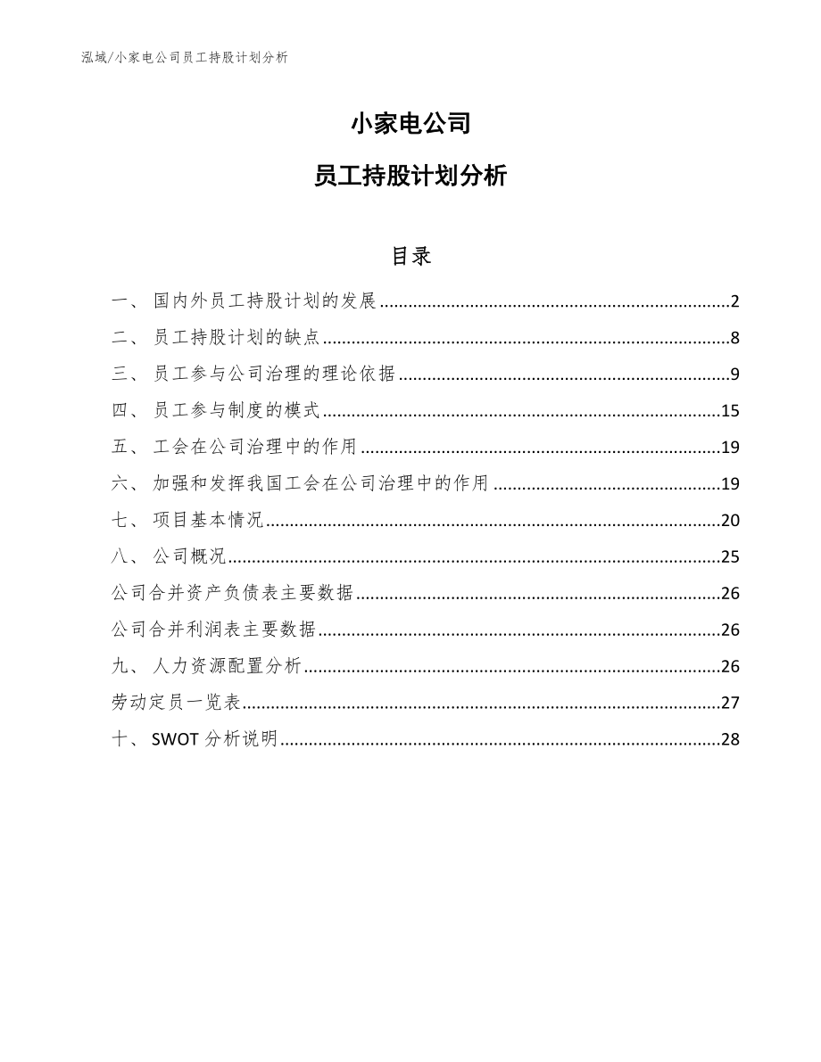 小家电公司员工持股计划分析_范文_第1页