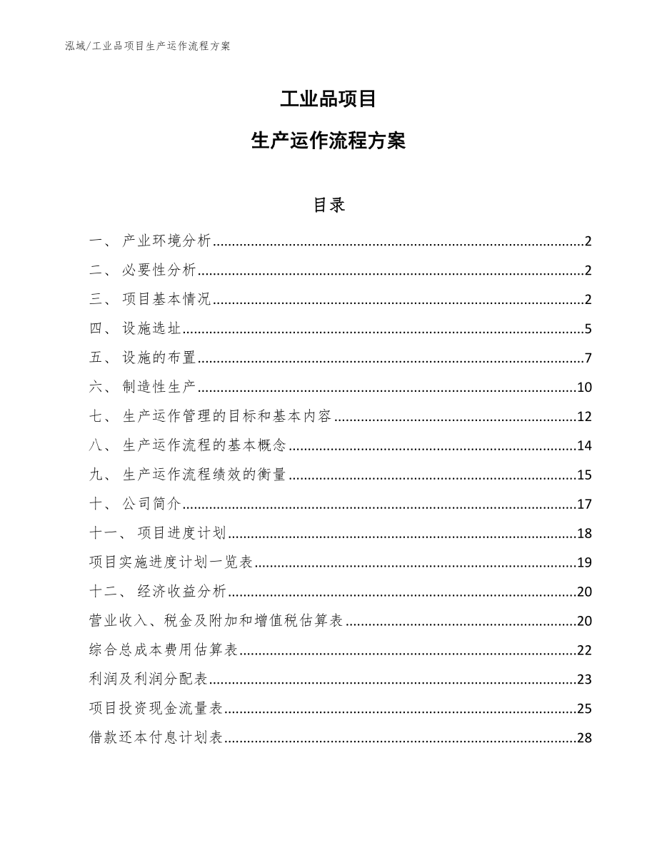 工业品项目生产运作流程方案_范文_第1页