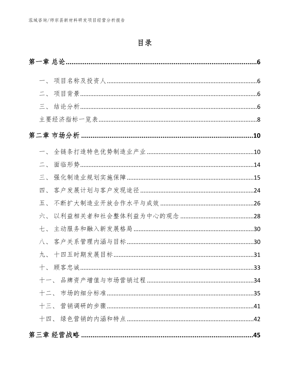 师宗县新材料研发项目经营分析报告_模板_第1页