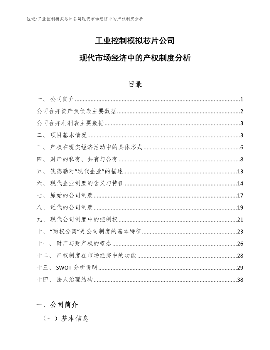 工业控制模拟芯片公司现代市场经济中的产权制度分析_参考_第1页