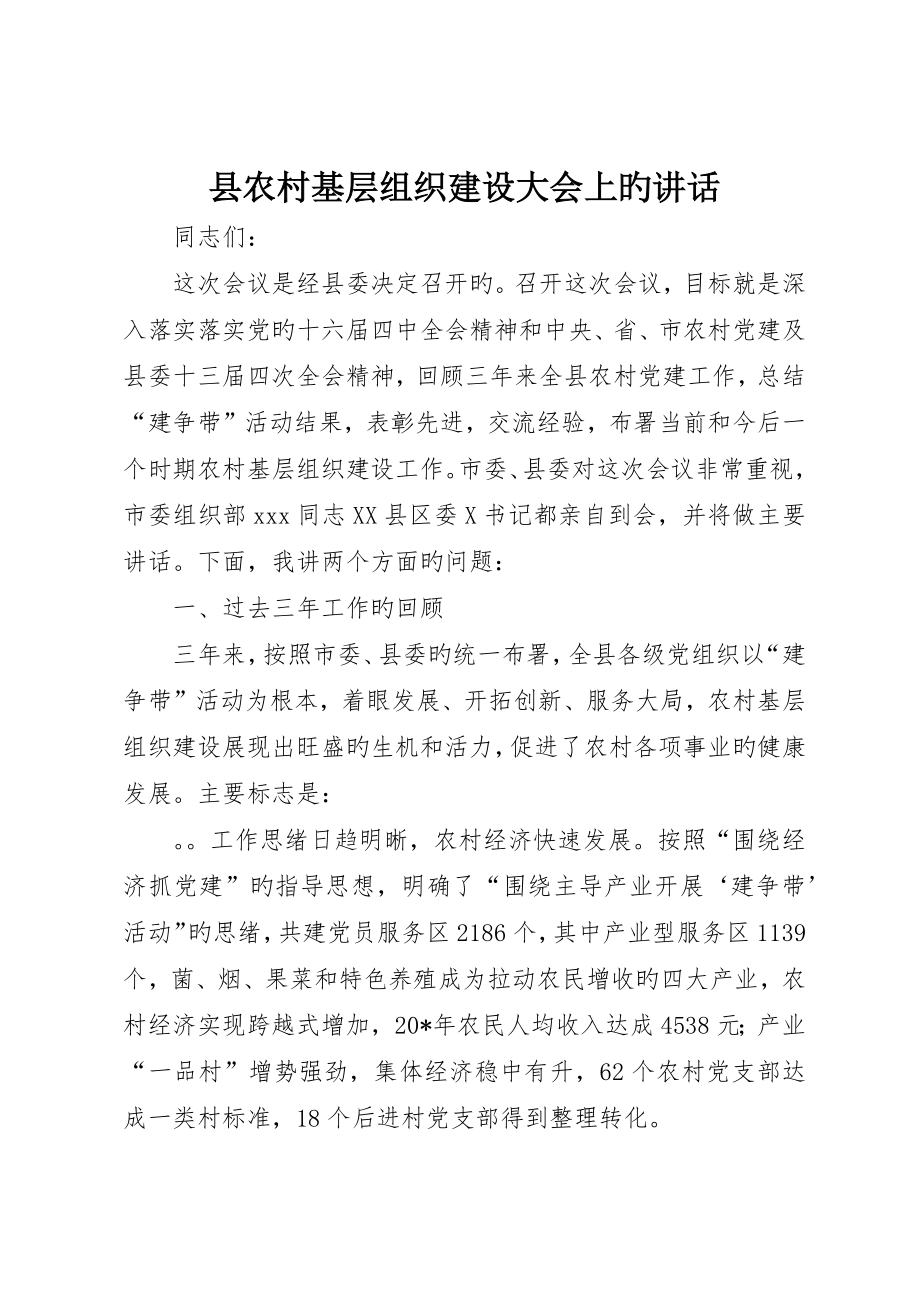 县农村基层组织建设大会上的致辞_第1页