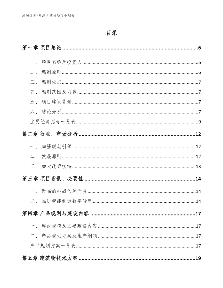 夏津县建材项目企划书【范文参考】_第1页