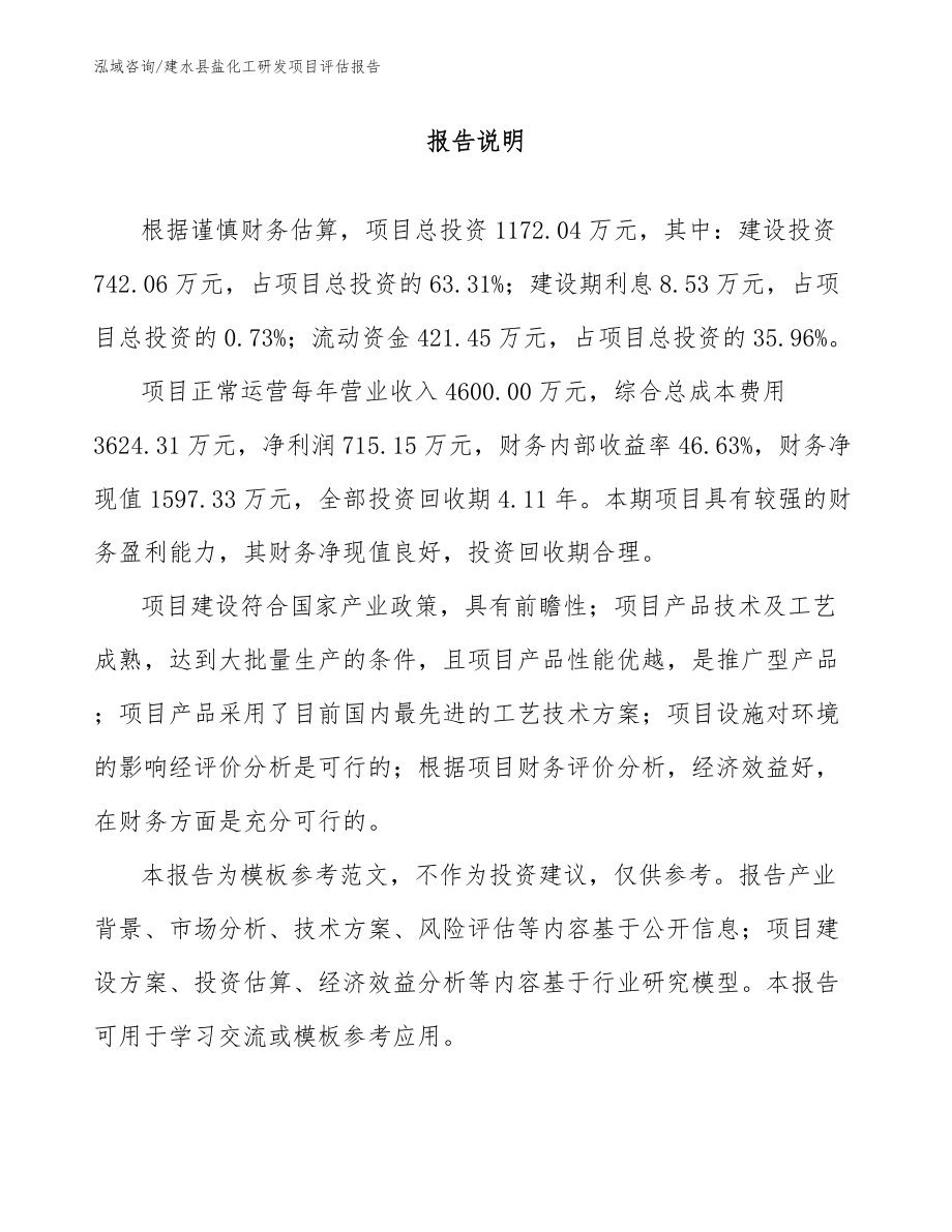 建水縣鹽化工研發項目評估報告_第1頁