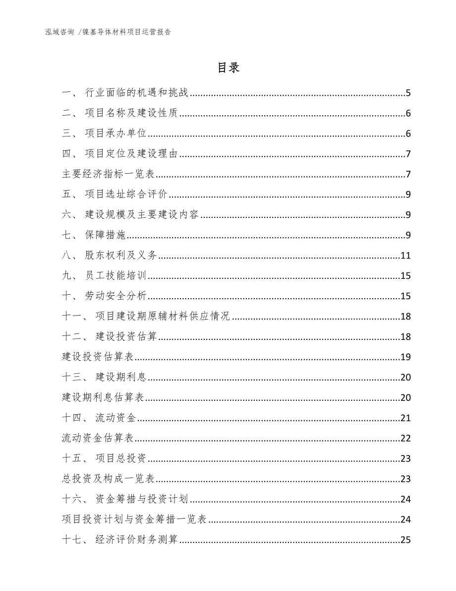 镍基导体材料项目运营报告-（模板）_第1页