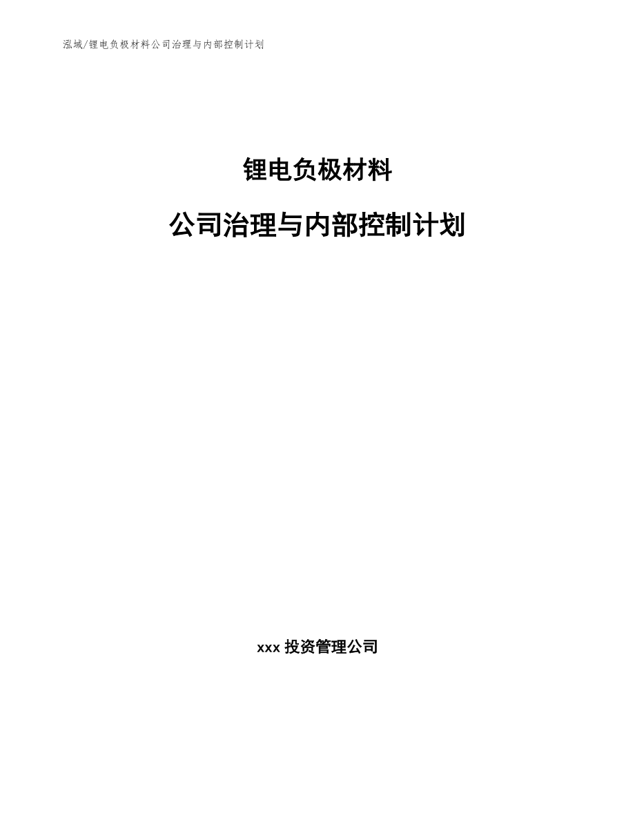 锂电负极材料公司治理与内部控制计划【范文】_第1页