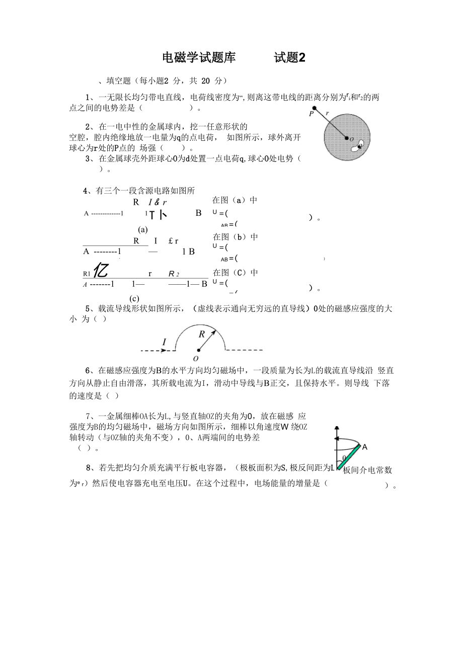 电磁学试题库 试题2及答案_第1页