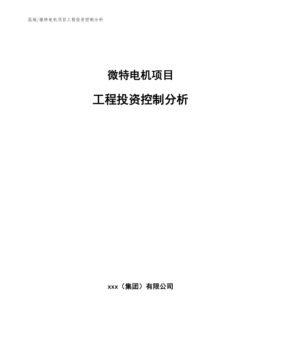 微特电机项目工程投资控制分析_范文_第1页