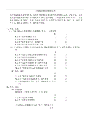 自我伤害行为筛选量表