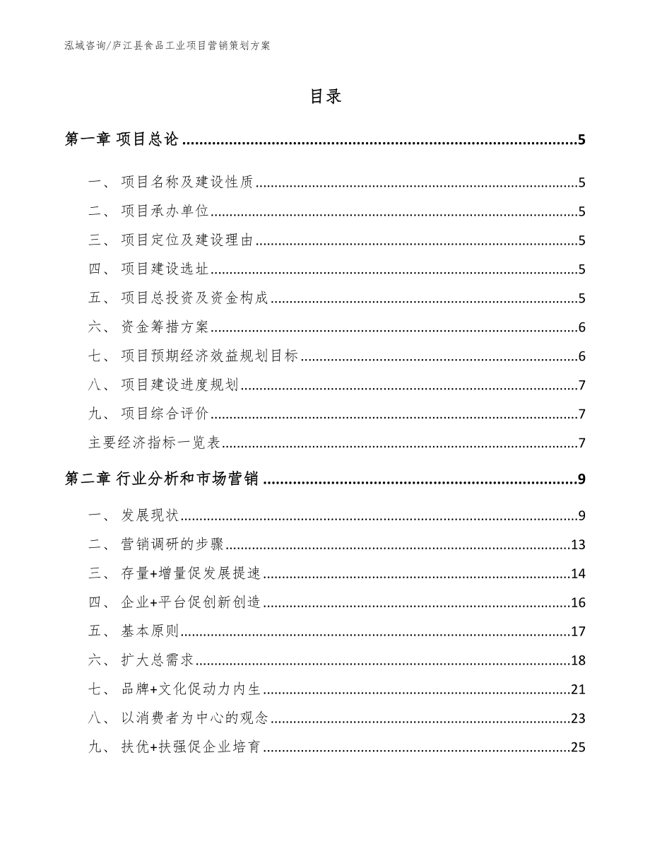 庐江县食品工业项目营销策划方案（模板）_第1页