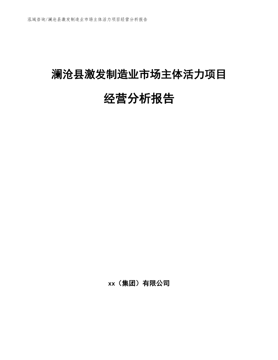 澜沧县激发制造业市场主体活力项目经营分析报告_第1页
