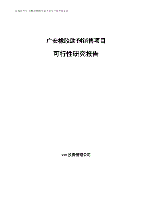 广安橡胶助剂销售项目可行性研究报告（模板范文）