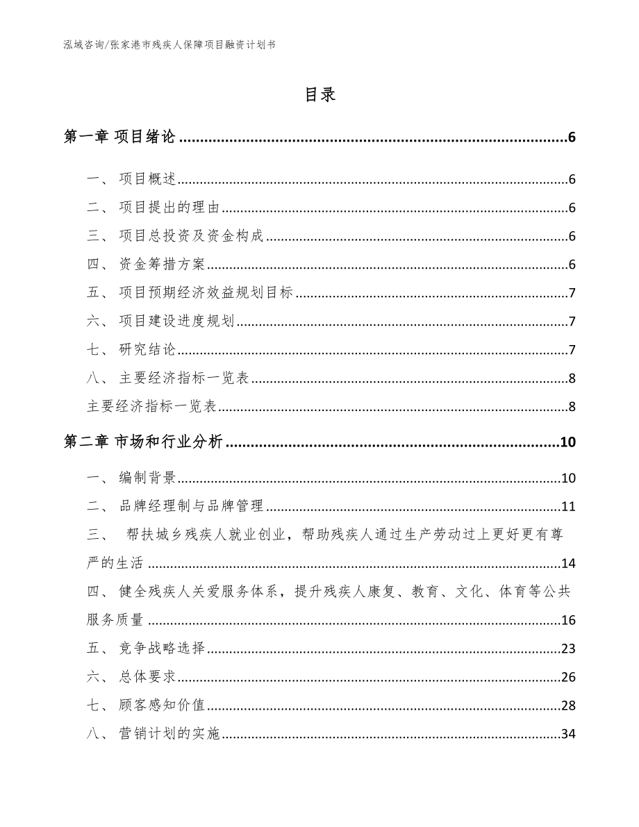 张家港市残疾人保障项目融资计划书_模板范文_第1页