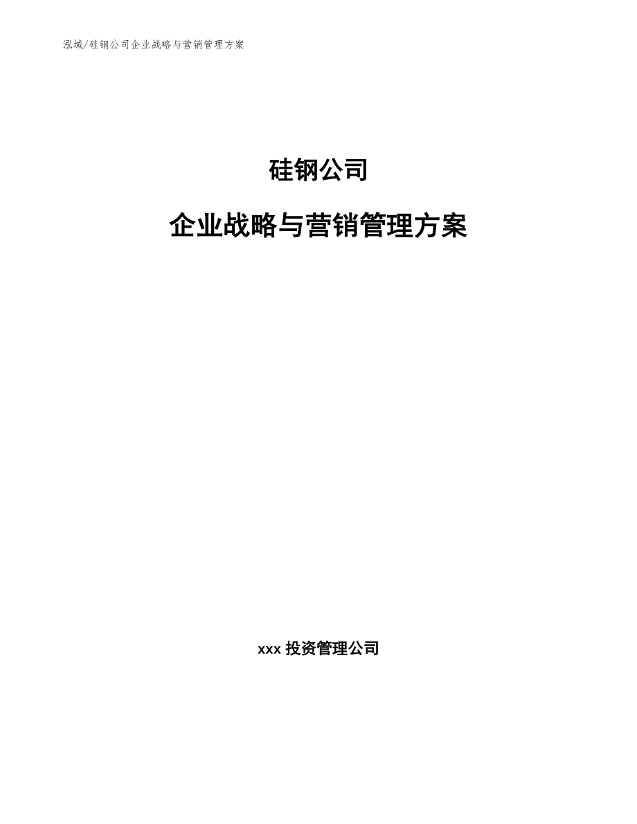 硅钢公司企业战略与营销管理方案_第1页