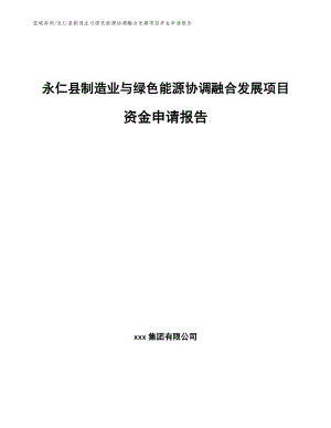 永仁县制造业与绿色能源协调融合发展项目资金申请报告