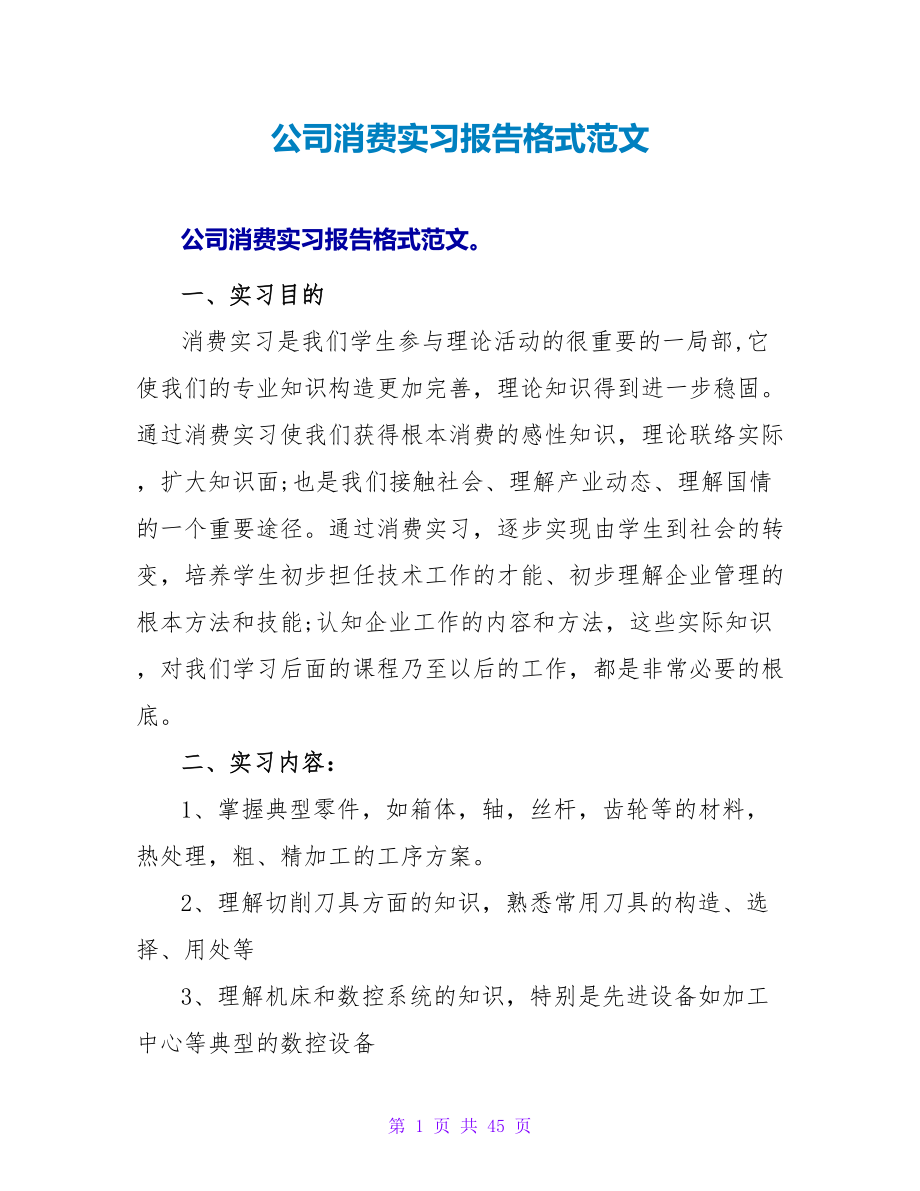 公司生产实习报告格式范文_第1页