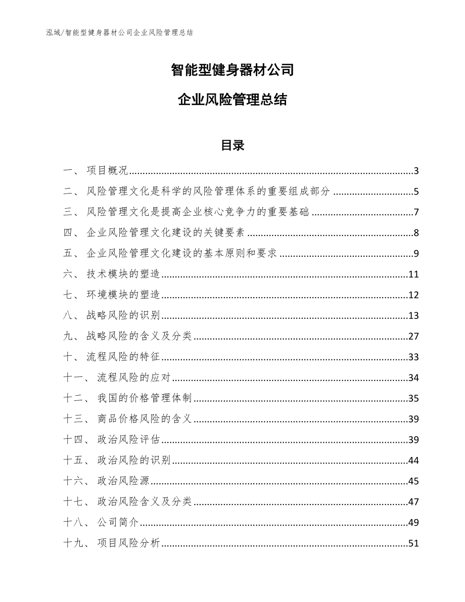 智能型健身器材公司企业风险管理总结_第1页