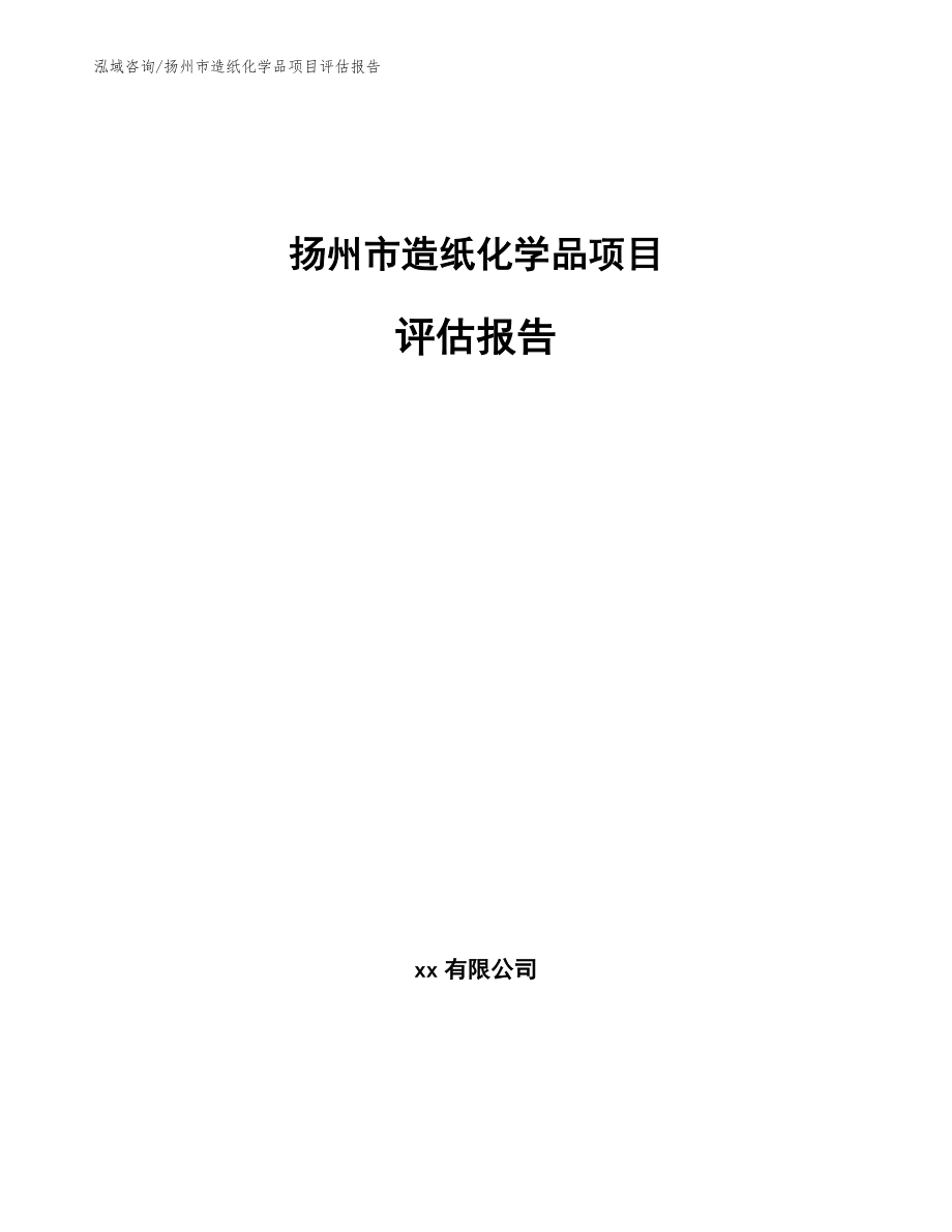 扬州市造纸化学品项目评估报告【模板参考】_第1页