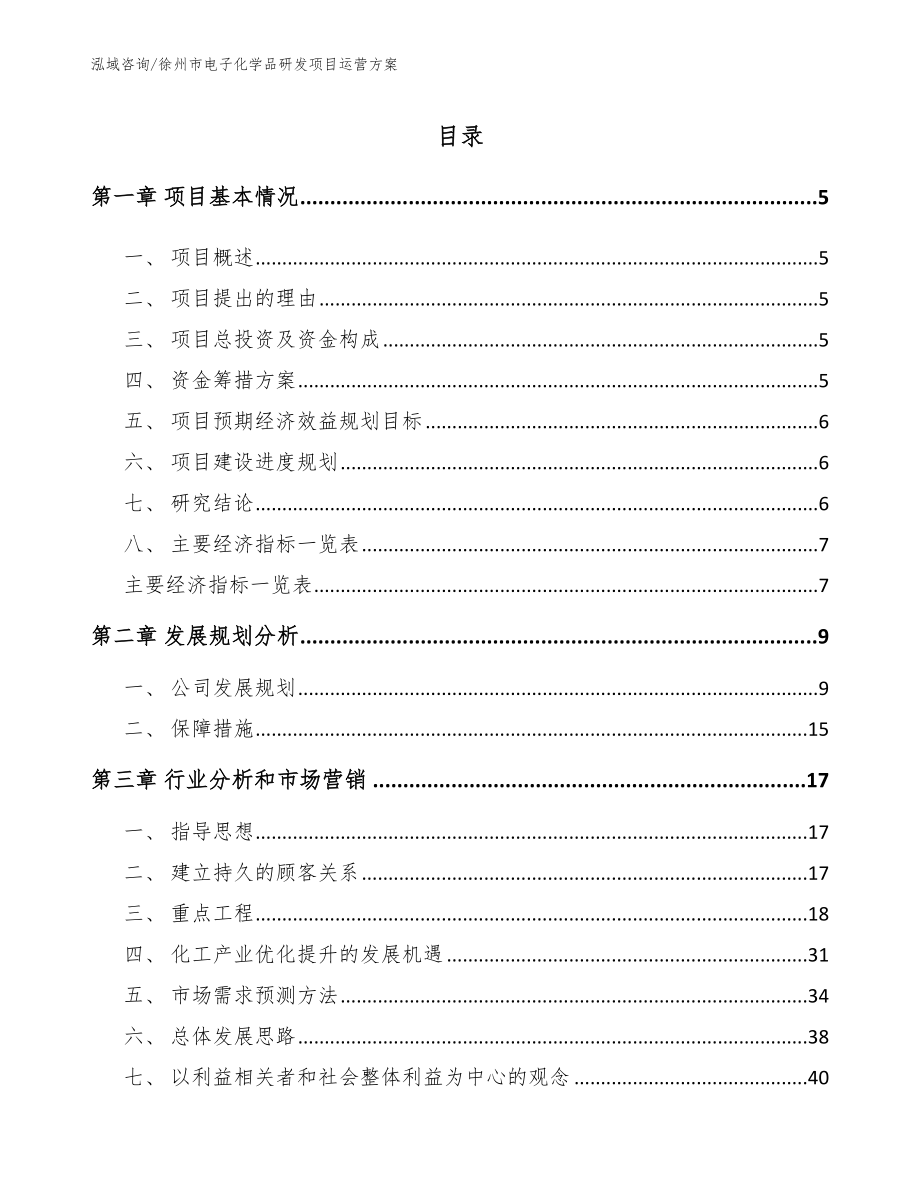 徐州市电子化学品研发项目运营方案_第1页