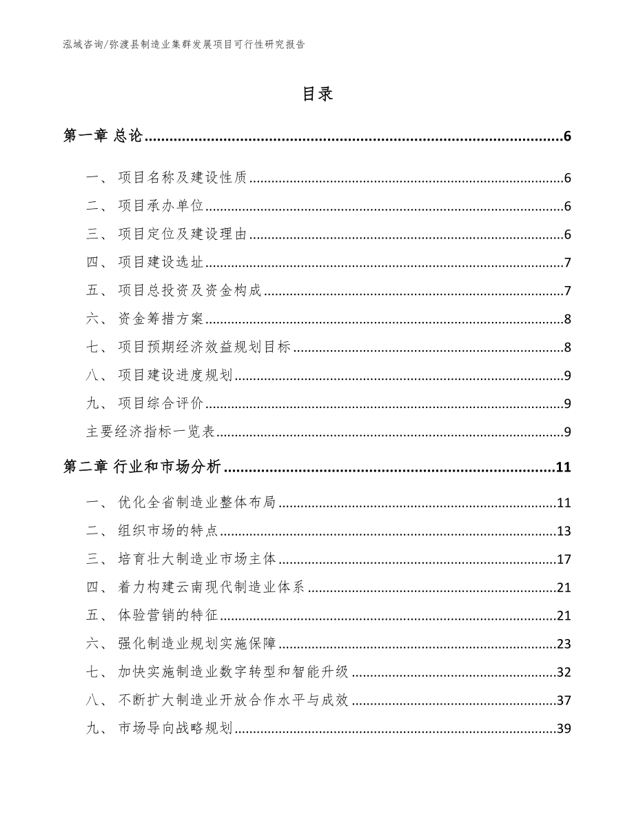 弥渡县制造业集群发展项目可行性研究报告_第1页