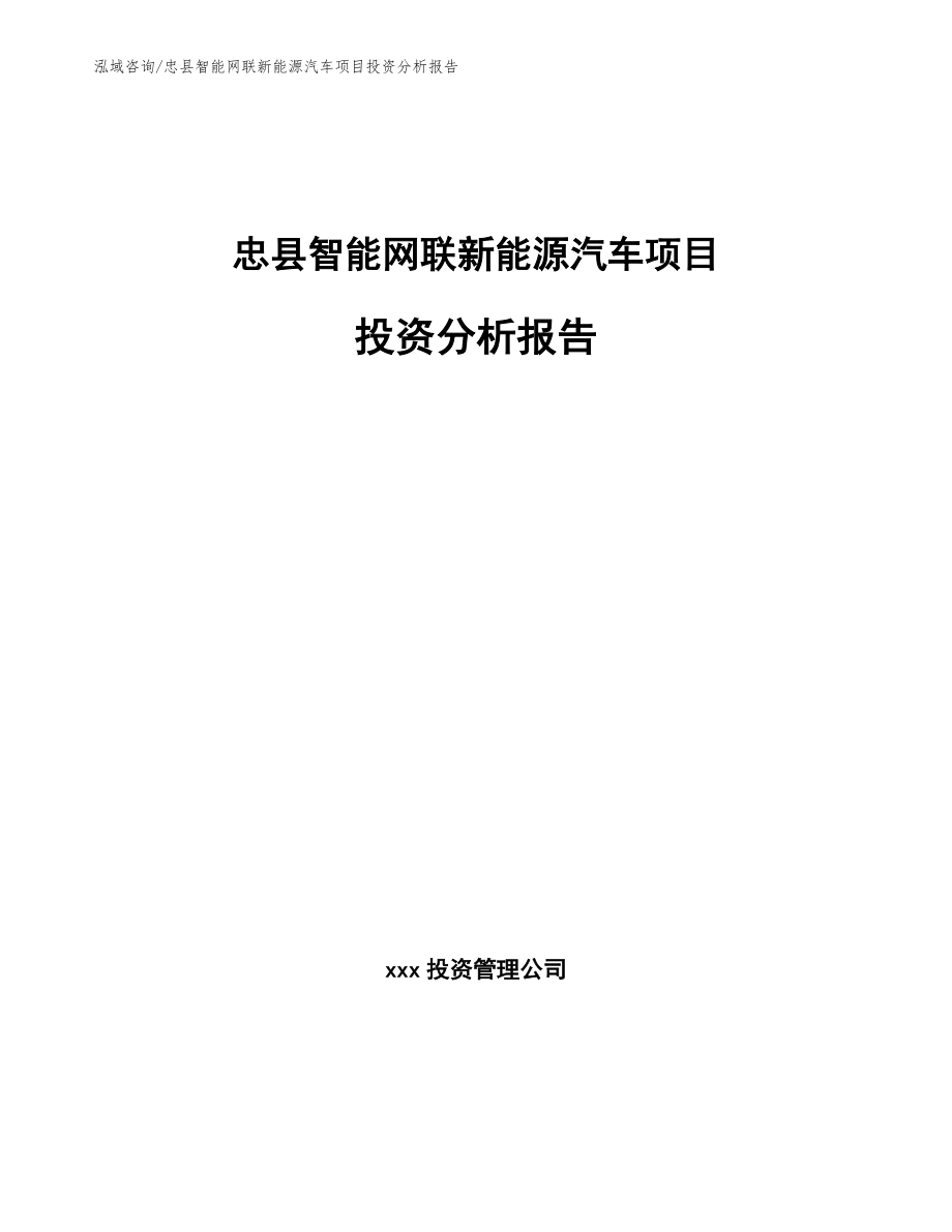 忠县智能网联新能源汽车项目投资分析报告_第1页