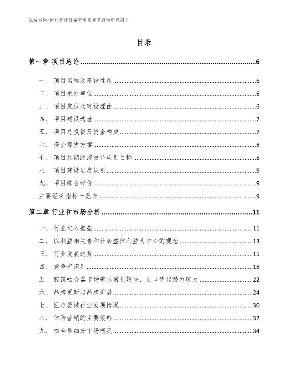 徐州医疗器械研发项目可行性研究报告_参考范文_第1页