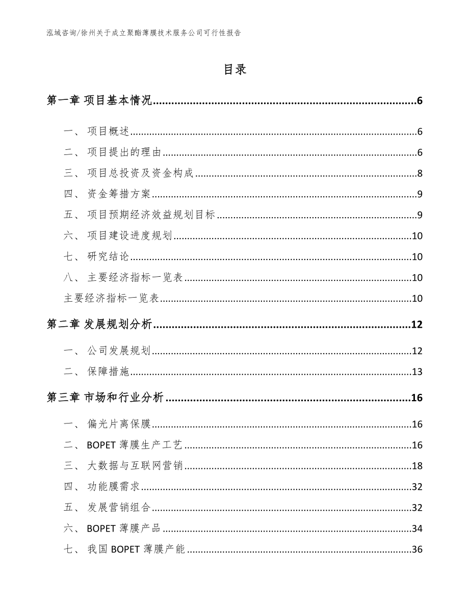 徐州关于成立聚酯薄膜技术服务公司可行性报告_模板范本_第1页