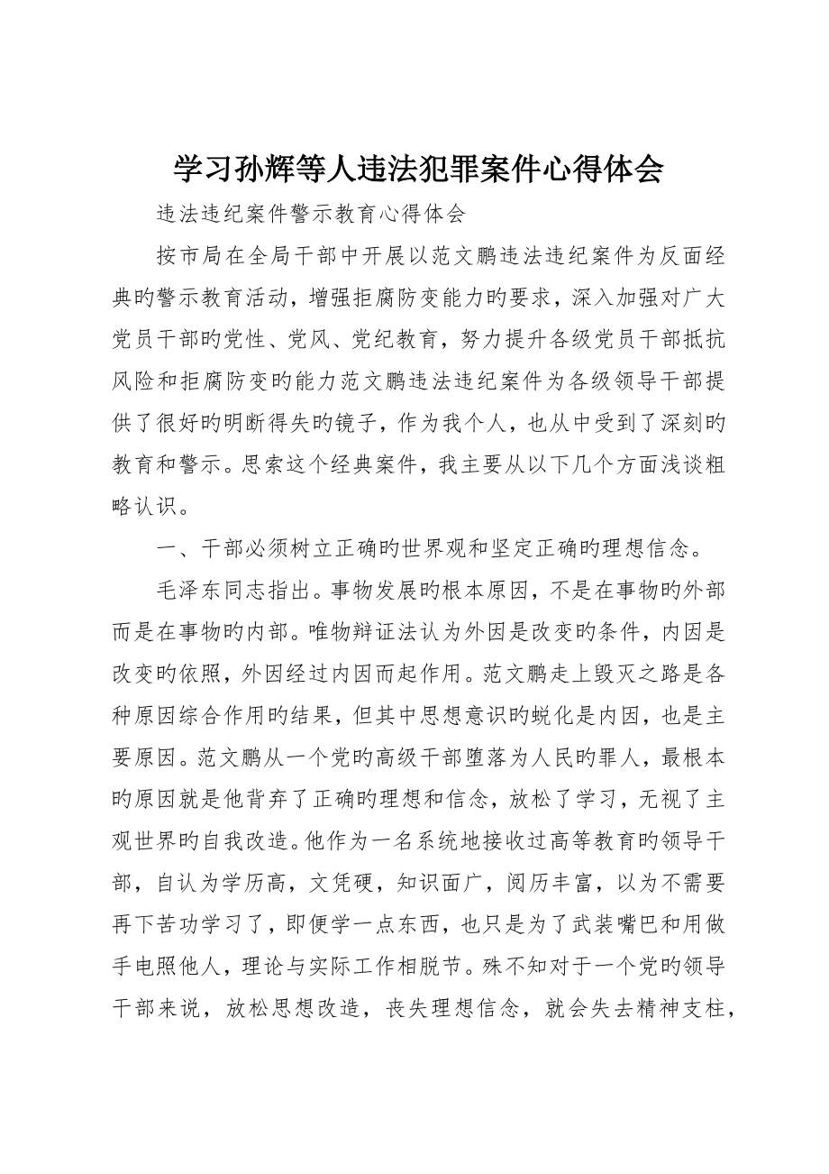 学习孙辉等人违法犯罪案件心得体会__第1页