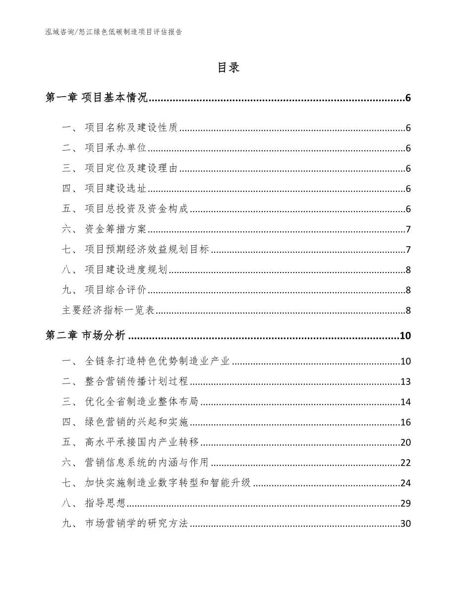 怒江绿色低碳制造项目评估报告【参考范文】_第1页