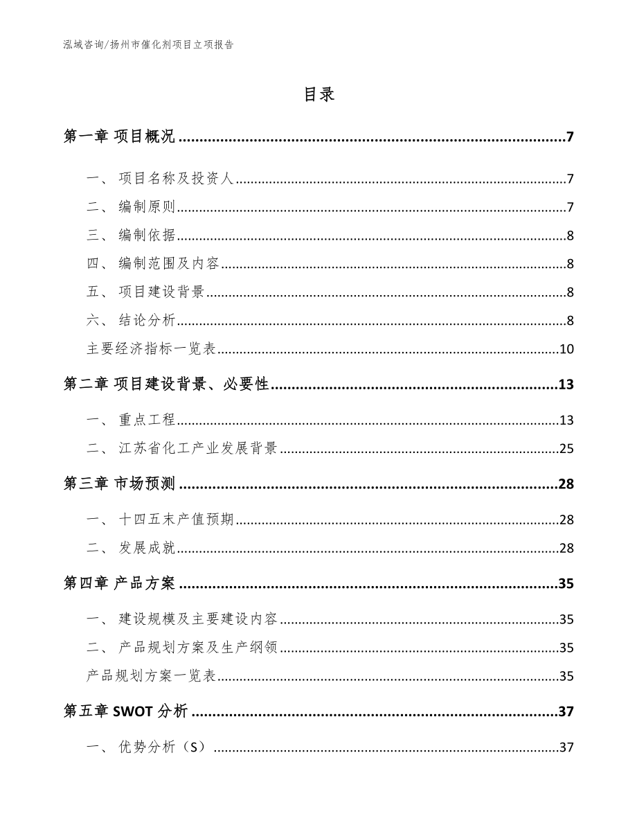 扬州市催化剂项目立项报告_第1页