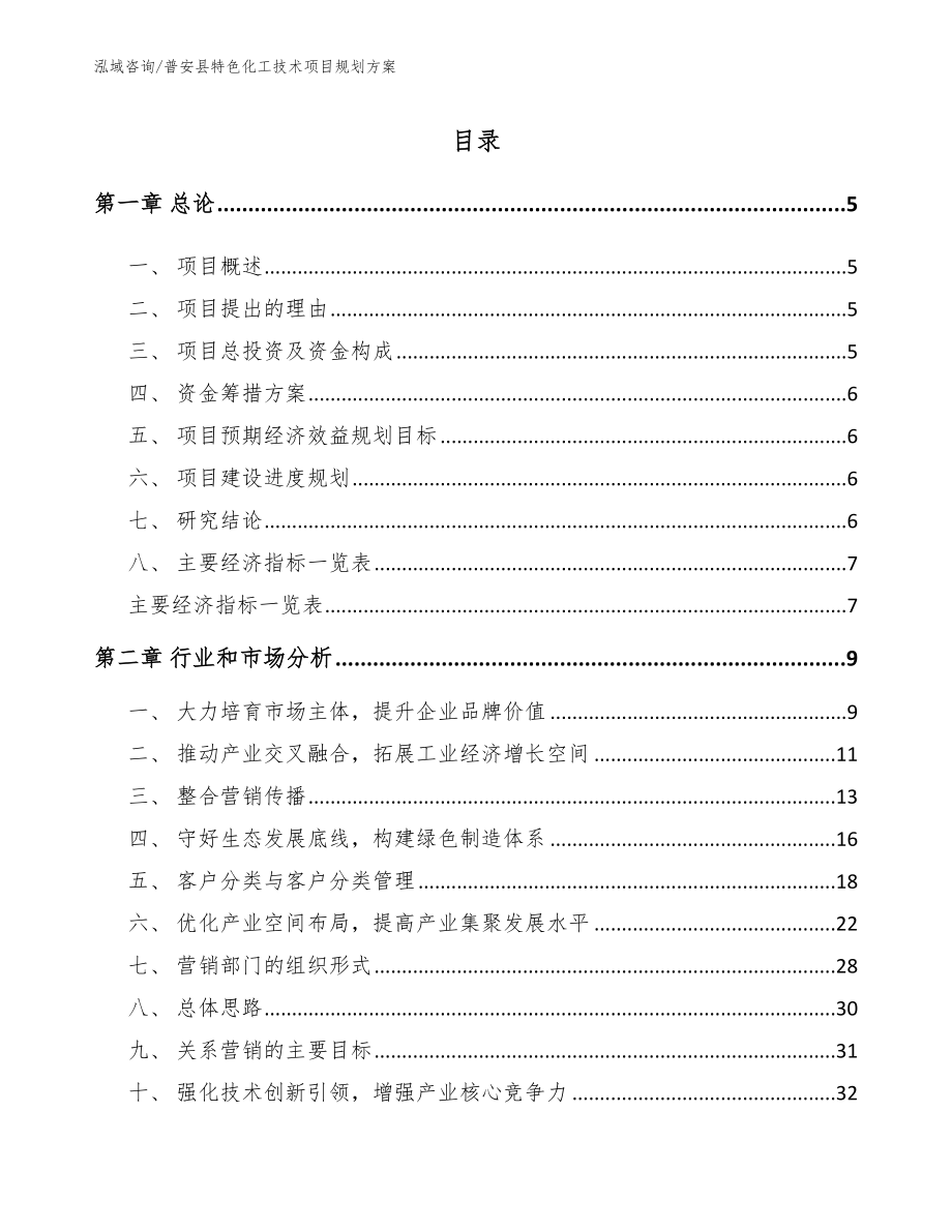 普安县特色化工技术项目规划方案【范文模板】_第1页