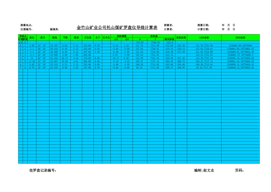 羅盤計算2009數(shù)字化模板_第1頁